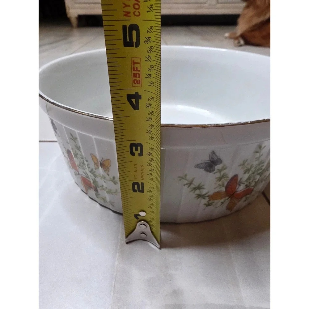 Vintage Ecstasy by Shafford Porcelain Souffle Dish Butterfly Oven-to-Table 8 H3‎
